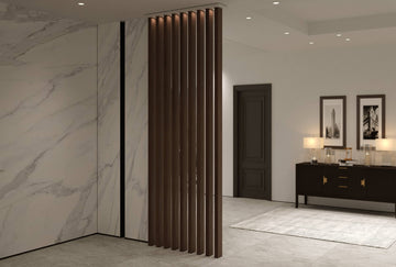 wooden slatted room divider