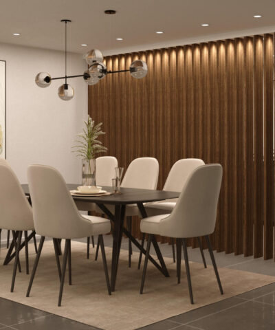 Light walnut wood slat room divider