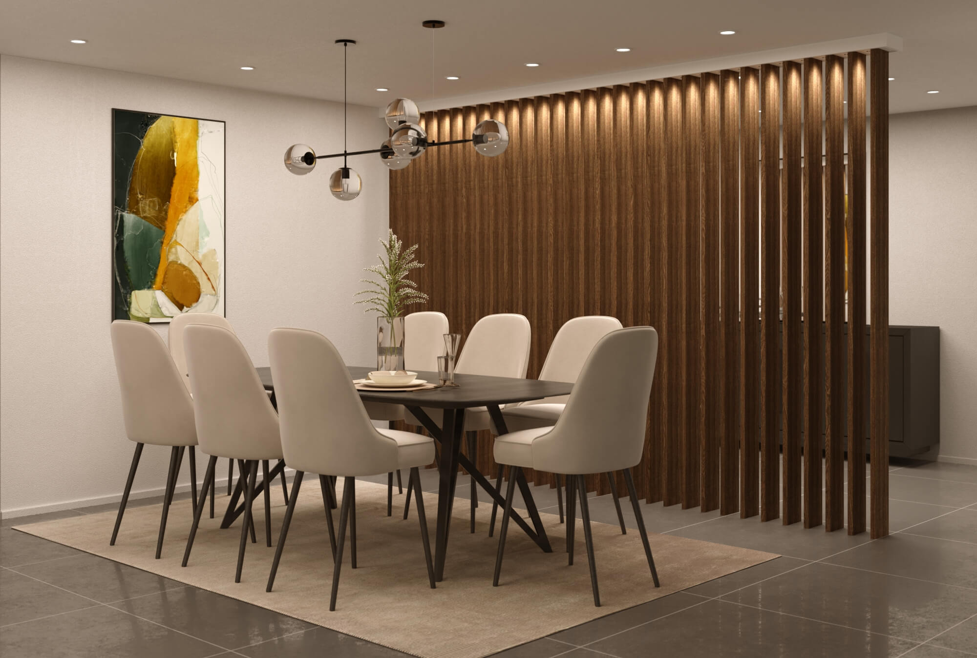 wood slat divider wall