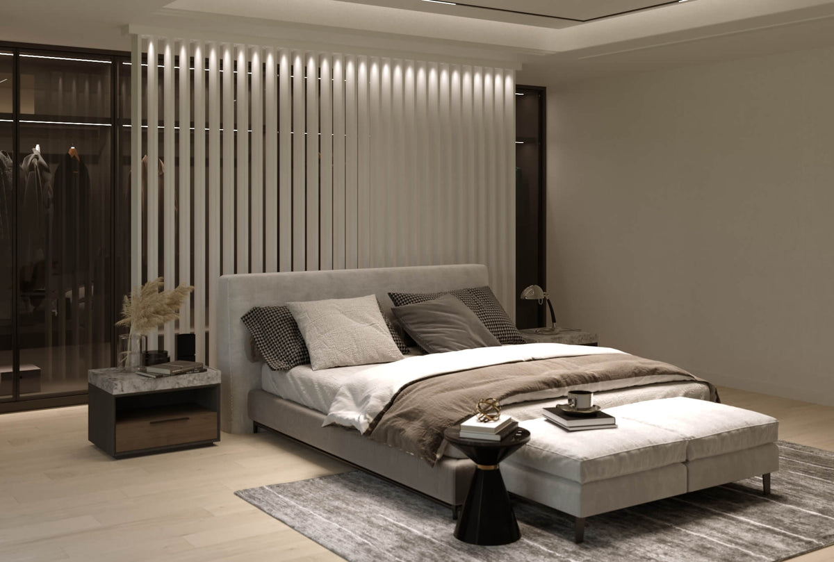 White paintable wood slat room divider