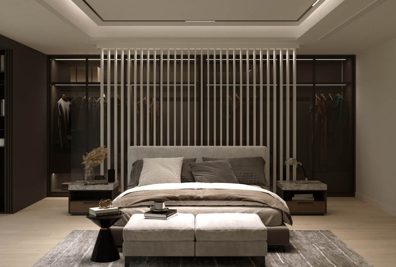 Paintable white wood slat room divider