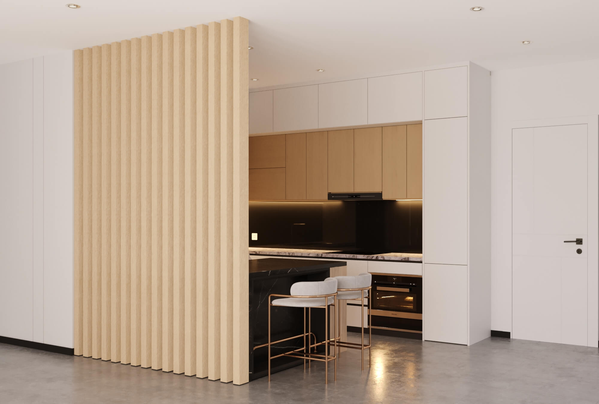 Wood Slat Room Divider – White Oak