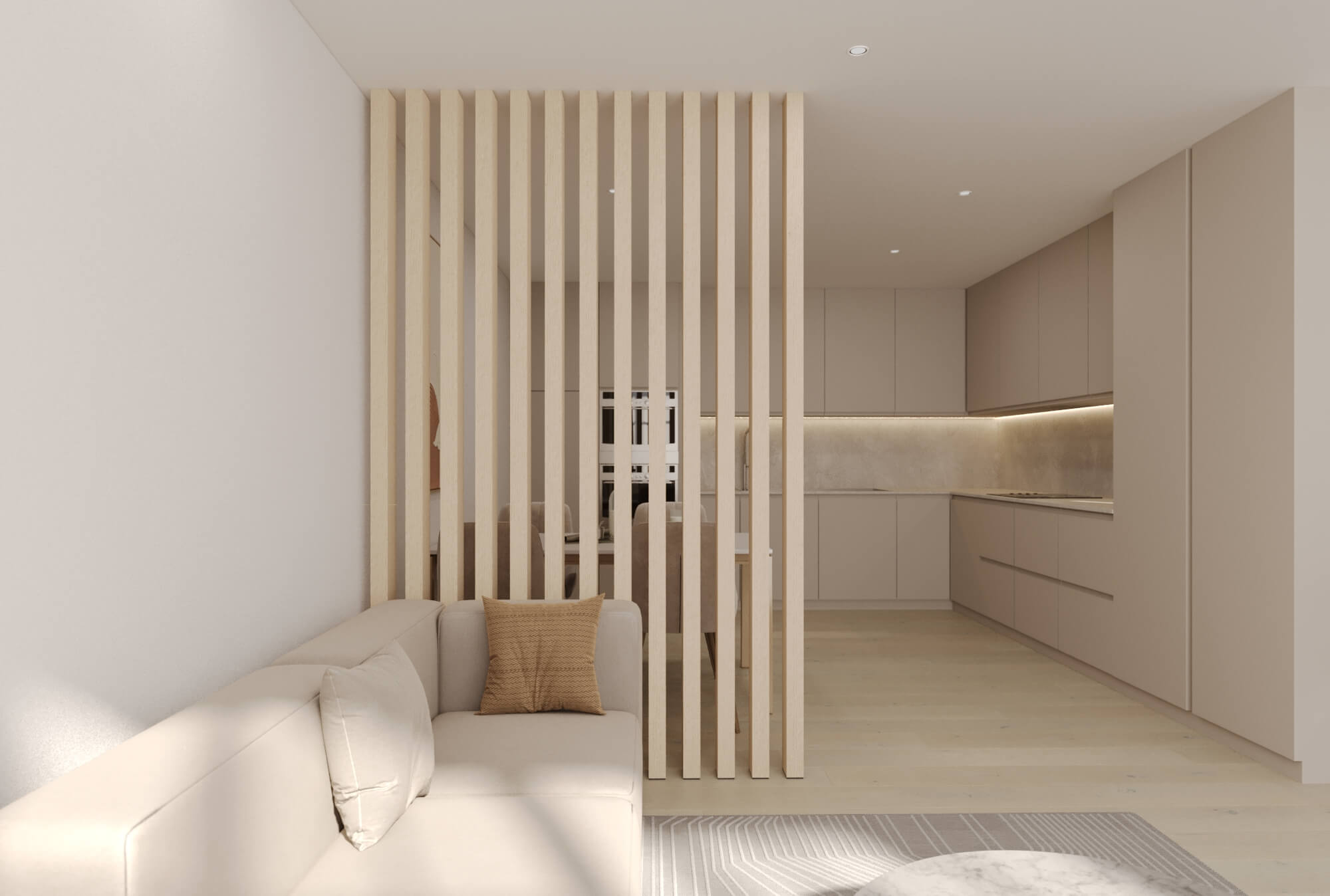 Wood Slat Room Divider – White Oak