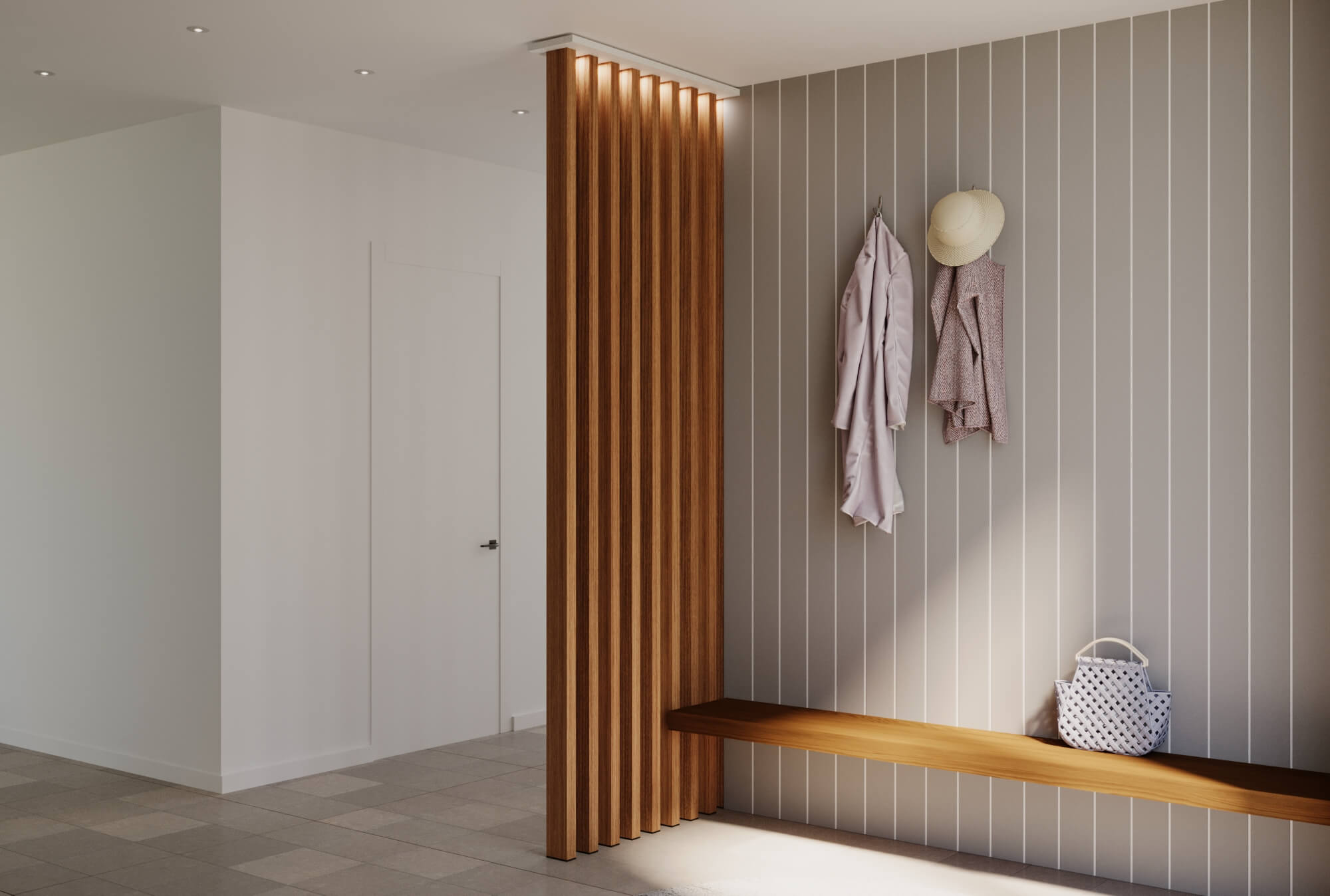 Wood Slat Room Divider – Teak